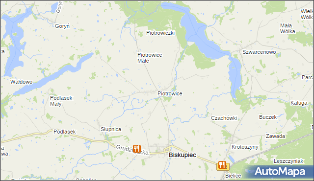 mapa Piotrowice gmina Biskupiec, Piotrowice gmina Biskupiec na mapie Targeo