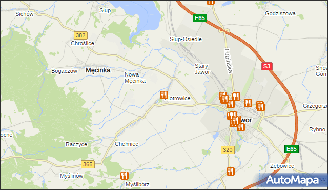 mapa Piotrowice gmina Męcinka, Piotrowice gmina Męcinka na mapie Targeo