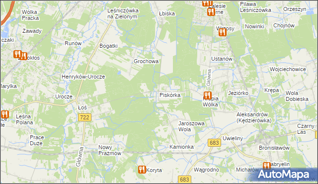 mapa Piskórka, Piskórka na mapie Targeo