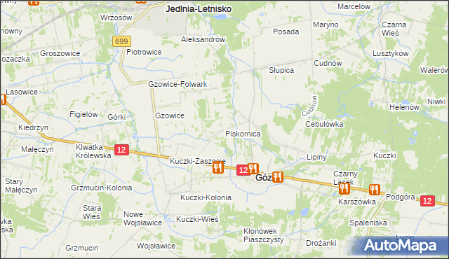 mapa Piskornica, Piskornica na mapie Targeo