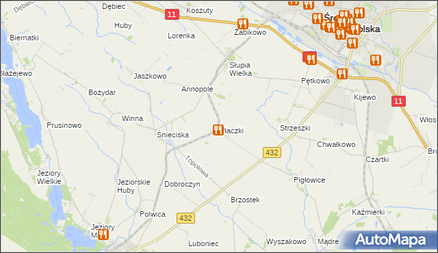 mapa Płaczki gmina Zaniemyśl, Płaczki gmina Zaniemyśl na mapie Targeo