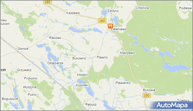 mapa Pławno gmina Bierzwnik, Pławno gmina Bierzwnik na mapie Targeo