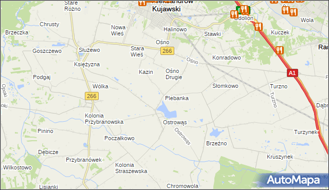 mapa Plebanka gmina Aleksandrów Kujawski, Plebanka gmina Aleksandrów Kujawski na mapie Targeo