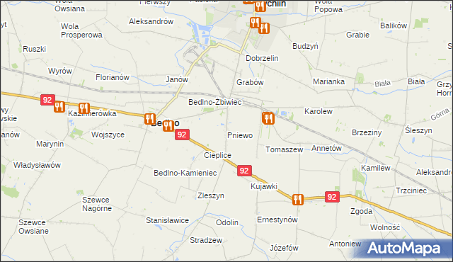 mapa Pniewo gmina Bedlno, Pniewo gmina Bedlno na mapie Targeo