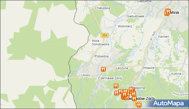 mapa Pobiedna gmina Leśna, Pobiedna gmina Leśna na mapie Targeo