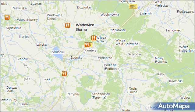 mapa Podborze gmina Radomyśl Wielki, Podborze gmina Radomyśl Wielki na mapie Targeo