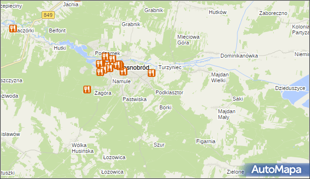 mapa Podklasztor gmina Krasnobród, Podklasztor gmina Krasnobród na mapie Targeo