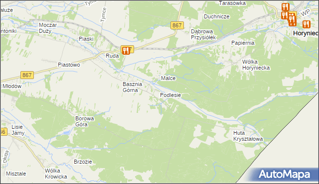 mapa Podlesie gmina Lubaczów, Podlesie gmina Lubaczów na mapie Targeo