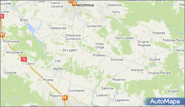 mapa Podlesie gmina Pierzchnica, Podlesie gmina Pierzchnica na mapie Targeo