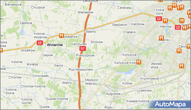 mapa Podlesie gmina Wolanów, Podlesie gmina Wolanów na mapie Targeo