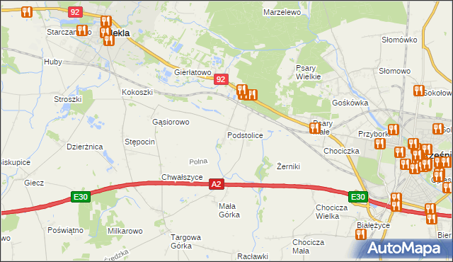 mapa Podstolice gmina Nekla, Podstolice gmina Nekla na mapie Targeo