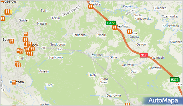 mapa Pogorzel gmina Celestynów, Pogorzel gmina Celestynów na mapie Targeo