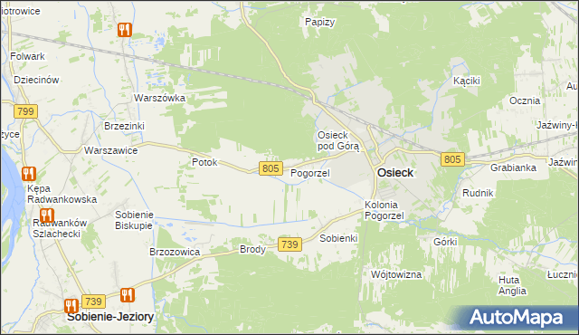 mapa Pogorzel gmina Osieck, Pogorzel gmina Osieck na mapie Targeo
