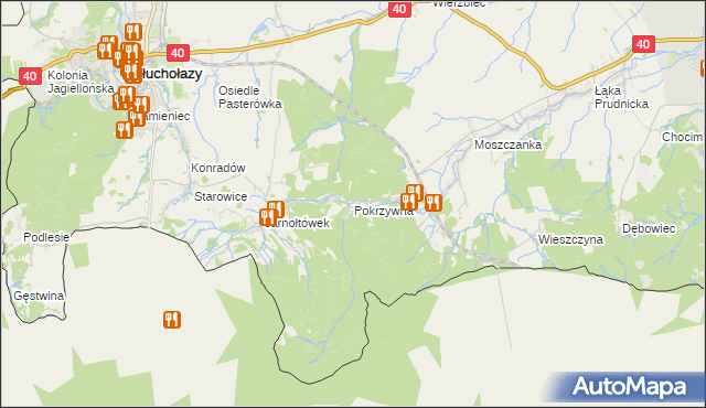 mapa Pokrzywna gmina Głuchołazy, Pokrzywna gmina Głuchołazy na mapie Targeo