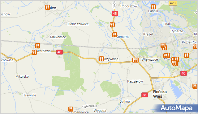 mapa Pokrzywnica gmina Reńska Wieś, Pokrzywnica gmina Reńska Wieś na mapie Targeo