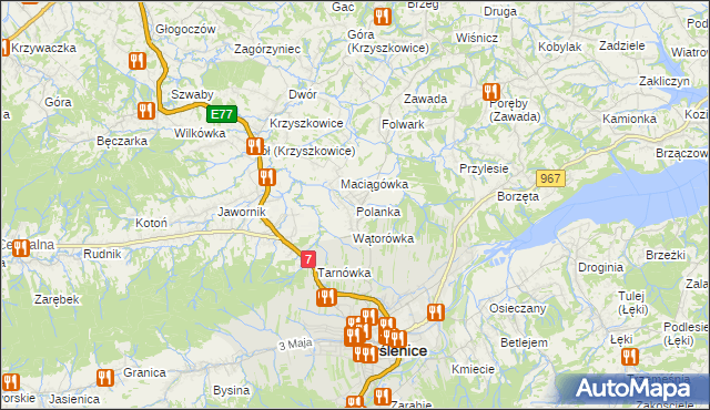 mapa Polanka gmina Myślenice, Polanka gmina Myślenice na mapie Targeo