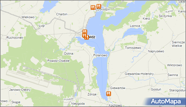 mapa Polanowo gmina Powidz, Polanowo gmina Powidz na mapie Targeo