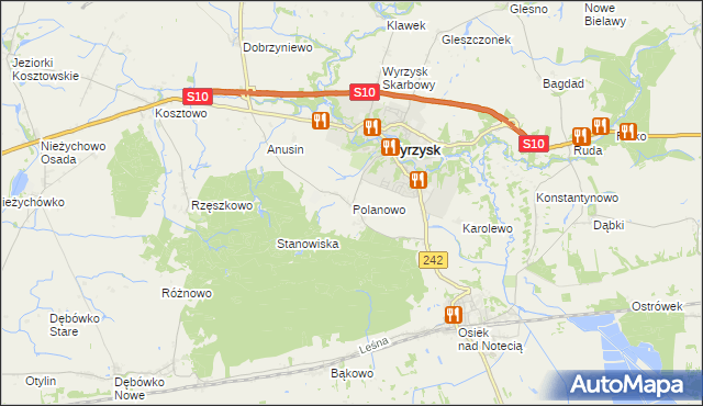 mapa Polanowo gmina Wyrzysk, Polanowo gmina Wyrzysk na mapie Targeo