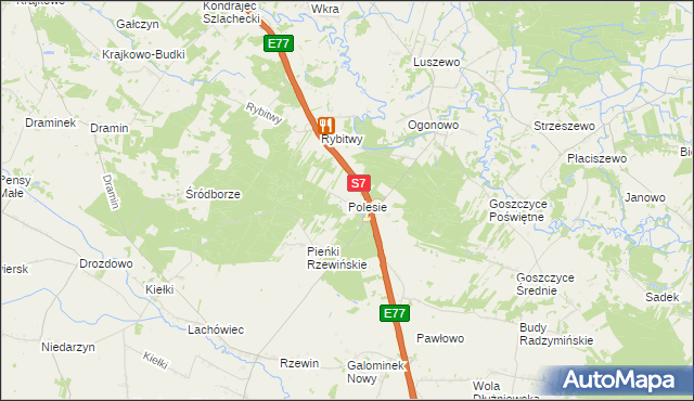 mapa Polesie gmina Baboszewo, Polesie gmina Baboszewo na mapie Targeo
