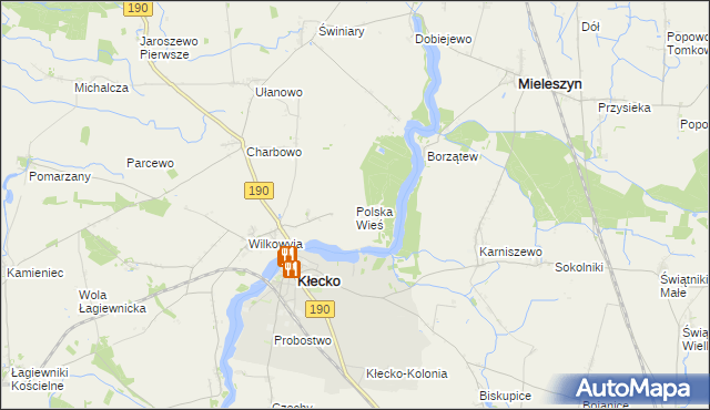 mapa Polska Wieś gmina Kłecko, Polska Wieś gmina Kłecko na mapie Targeo