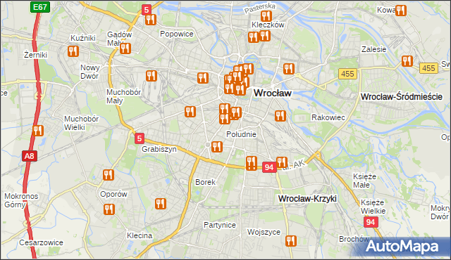 mapa Południe, Południe na mapie Targeo