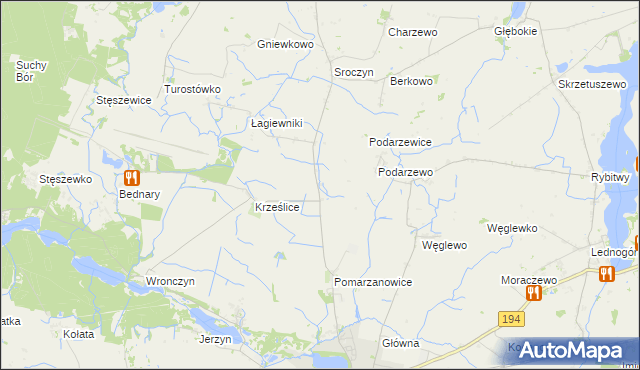mapa Pomarzanki gmina Pobiedziska, Pomarzanki gmina Pobiedziska na mapie Targeo
