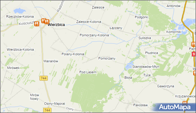 mapa Pomorzany gmina Wierzbica, Pomorzany gmina Wierzbica na mapie Targeo