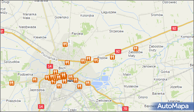 mapa Popów gmina Łowicz, Popów gmina Łowicz na mapie Targeo