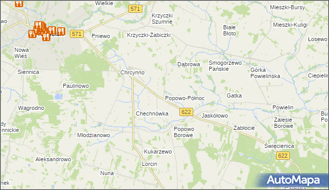 mapa Popowo-Północ, Popowo-Północ na mapie Targeo