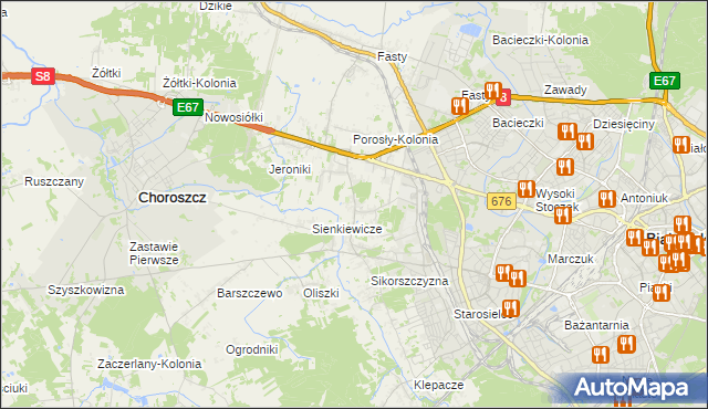 mapa Porosły, Porosły na mapie Targeo