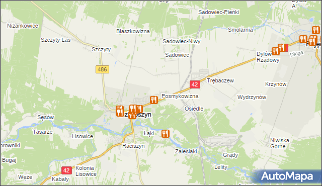 mapa Posmykowizna gmina Działoszyn, Posmykowizna gmina Działoszyn na mapie Targeo