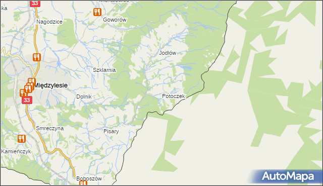 mapa Potoczek gmina Międzylesie, Potoczek gmina Międzylesie na mapie Targeo