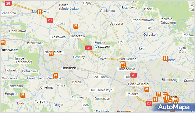 mapa Potok gmina Jedlicze, Potok gmina Jedlicze na mapie Targeo