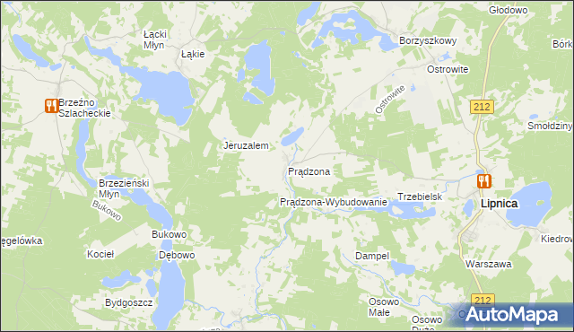 mapa Prądzona, Prądzona na mapie Targeo