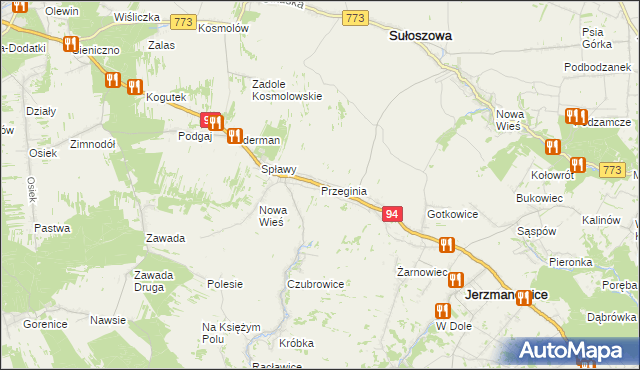 mapa Przeginia, Przeginia na mapie Targeo