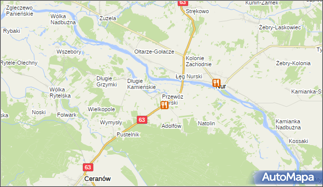 mapa Przewóz Nurski, Przewóz Nurski na mapie Targeo