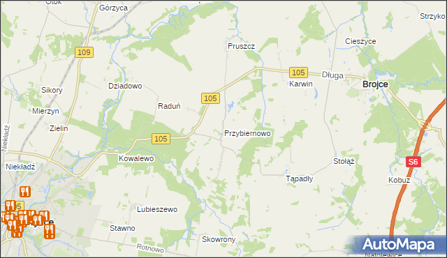 mapa Przybiernowo, Przybiernowo na mapie Targeo