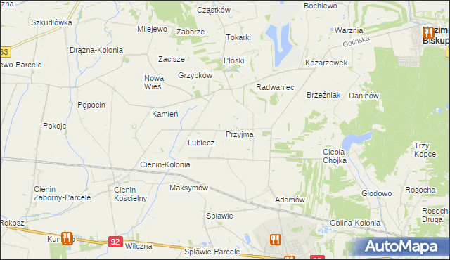 mapa Przyjma gmina Golina, Przyjma gmina Golina na mapie Targeo