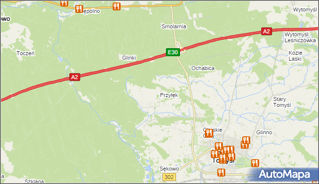 mapa Przyłęk gmina Nowy Tomyśl, Przyłęk gmina Nowy Tomyśl na mapie Targeo