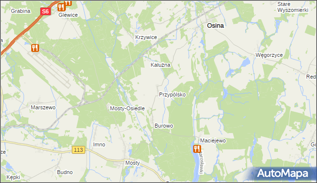 mapa Przypólsko gmina Osina, Przypólsko gmina Osina na mapie Targeo
