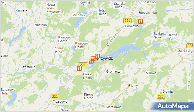 mapa Przywidz powiat gdański, Przywidz powiat gdański na mapie Targeo