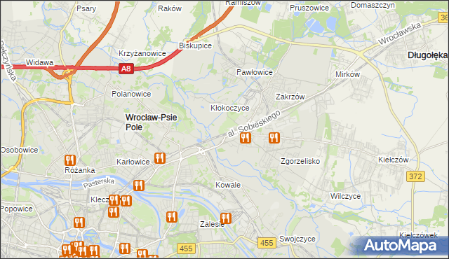 mapa Psie Pole gmina Wrocław, Psie Pole gmina Wrocław na mapie Targeo