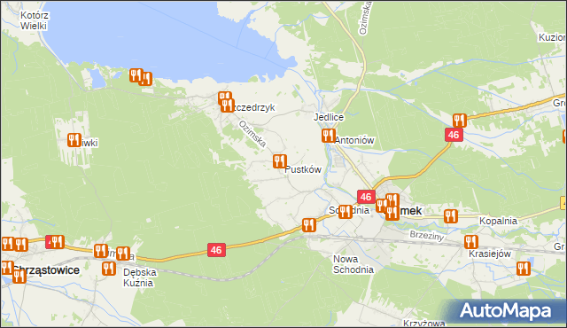mapa Pustków gmina Ozimek, Pustków gmina Ozimek na mapie Targeo