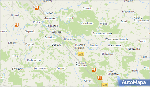 mapa Puszcza Miejska, Puszcza Miejska na mapie Targeo