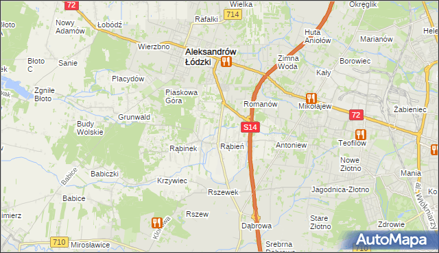 mapa Rąbień AB, Rąbień AB na mapie Targeo