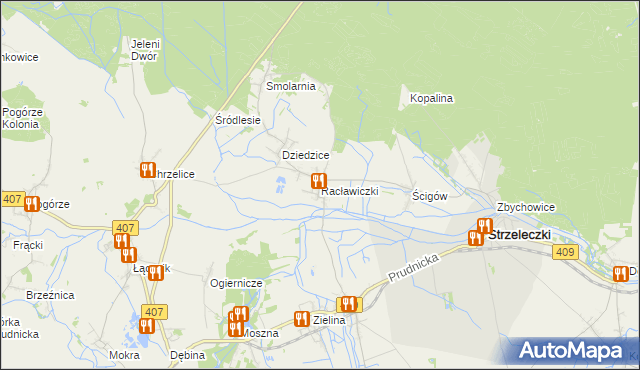 mapa Racławiczki, Racławiczki na mapie Targeo