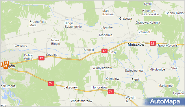 mapa Radonia gmina Mniszków, Radonia gmina Mniszków na mapie Targeo