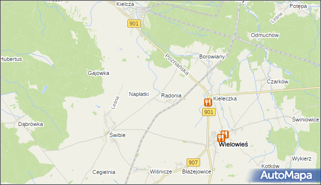 mapa Radonia gmina Wielowieś, Radonia gmina Wielowieś na mapie Targeo