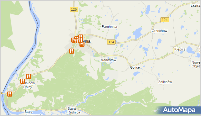 mapa Radostów gmina Cedynia, Radostów gmina Cedynia na mapie Targeo