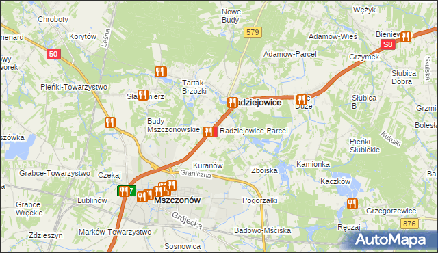 mapa Radziejowice-Parcel, Radziejowice-Parcel na mapie Targeo